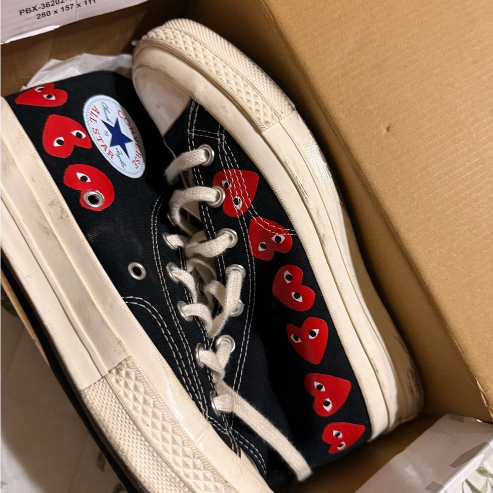 Converse Black and Red Heart Sneakers